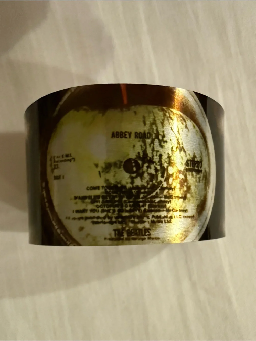 Beatles Abbey Road Vinyl Black and Gold Cuff Bracelet. Collectors’ item!